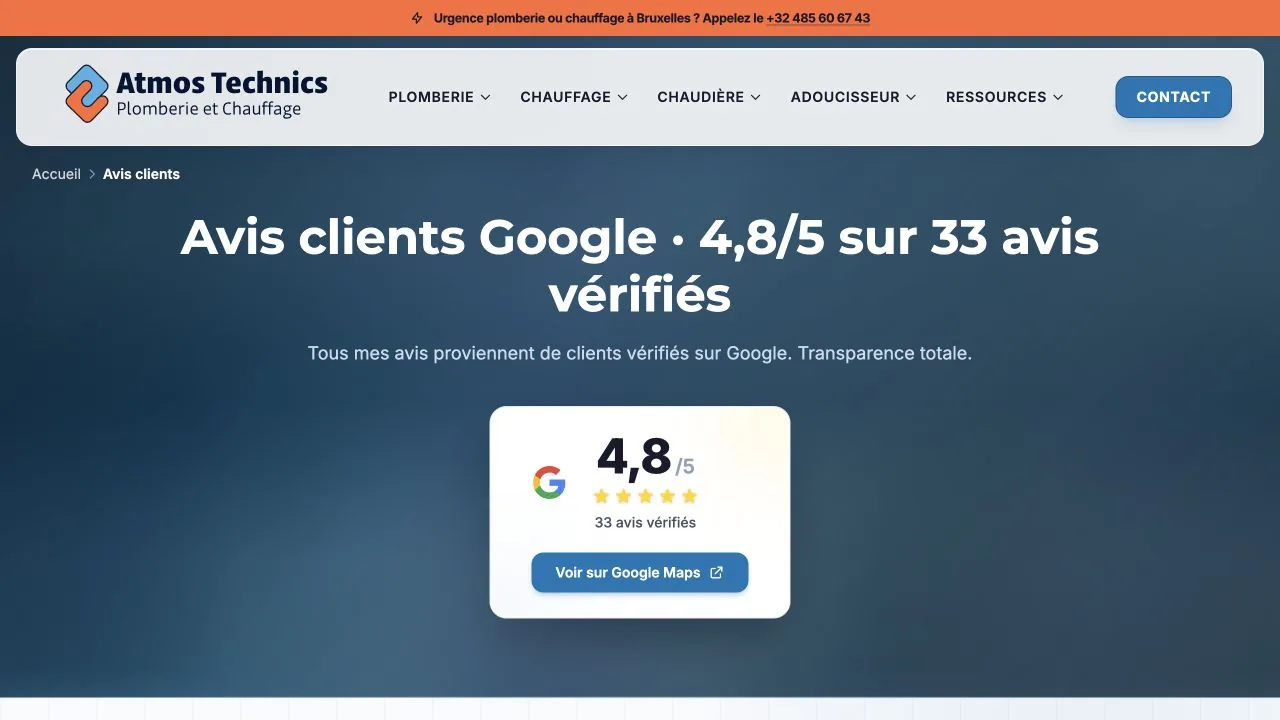 Capture du site Atmos Technics : Une confiance visible