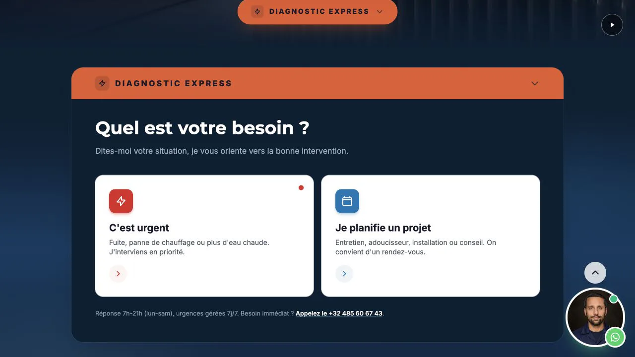 Capture du site Atmos Technics : Diagnostic express