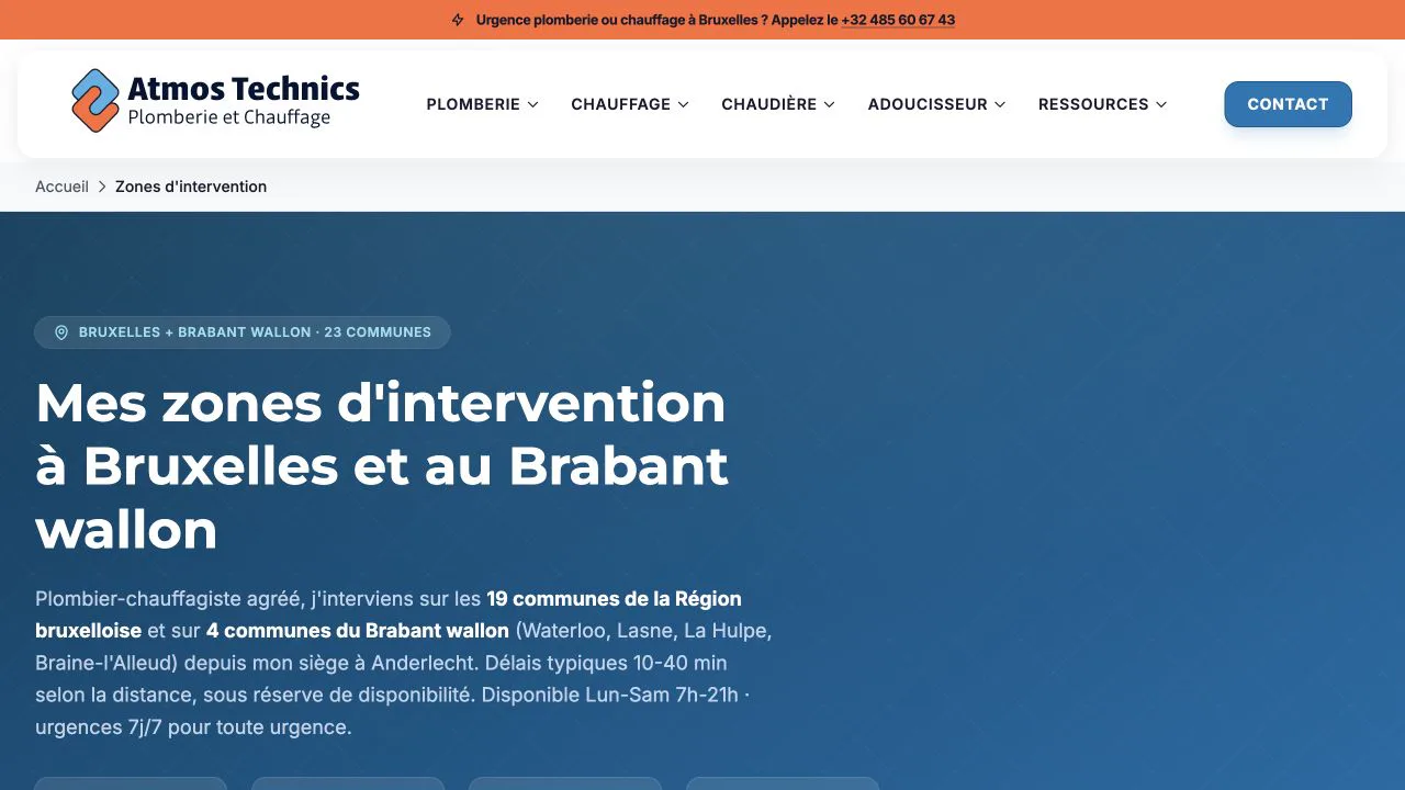 Capture du site Atmos Technics : 23 communes couvertes