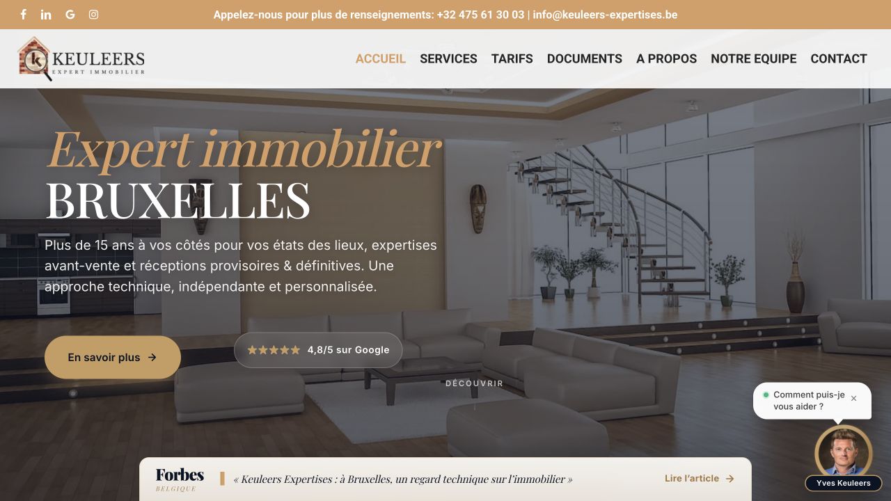 Nouvelle version optimisée de la page d’accueil Keuleers Expertises