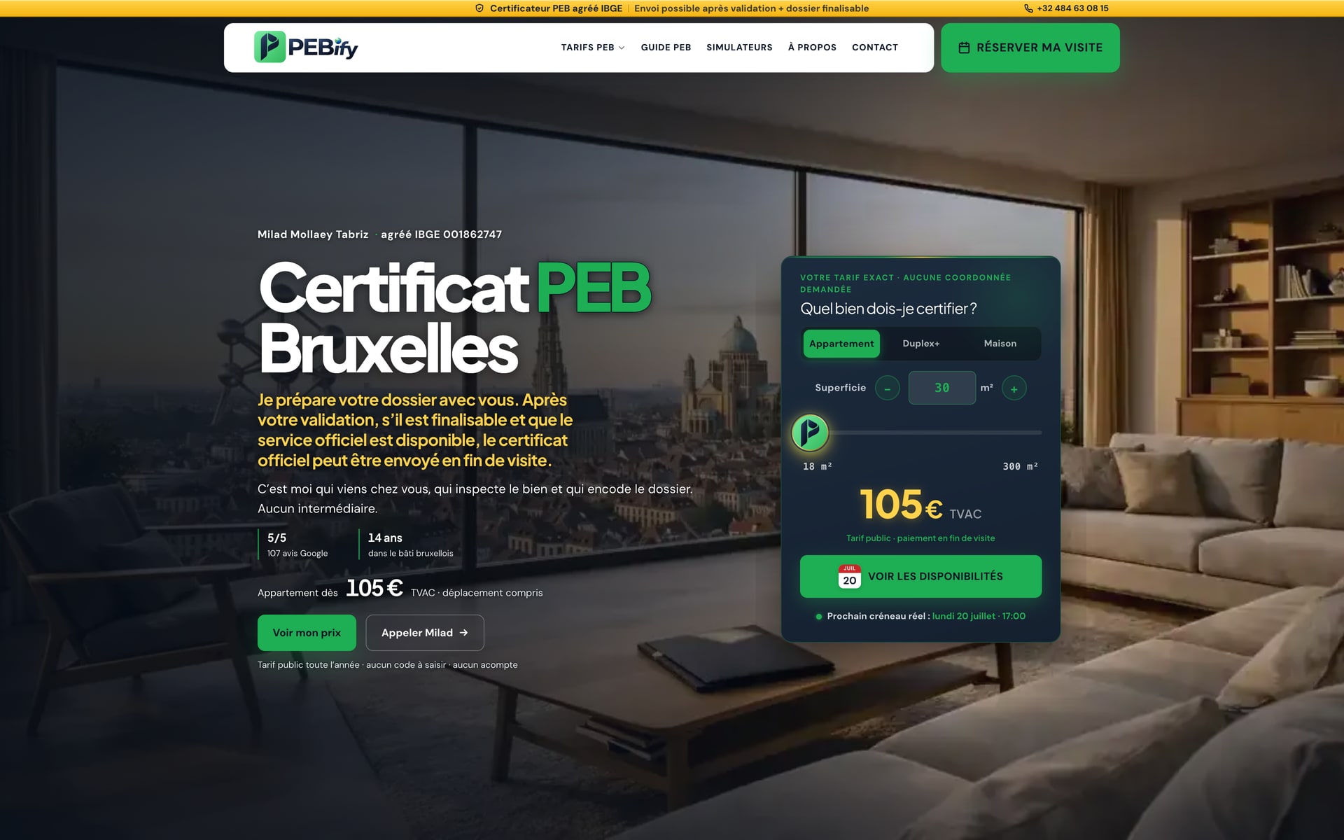 Aperçu du site PEBify, étude de cas refonte SEO et identité