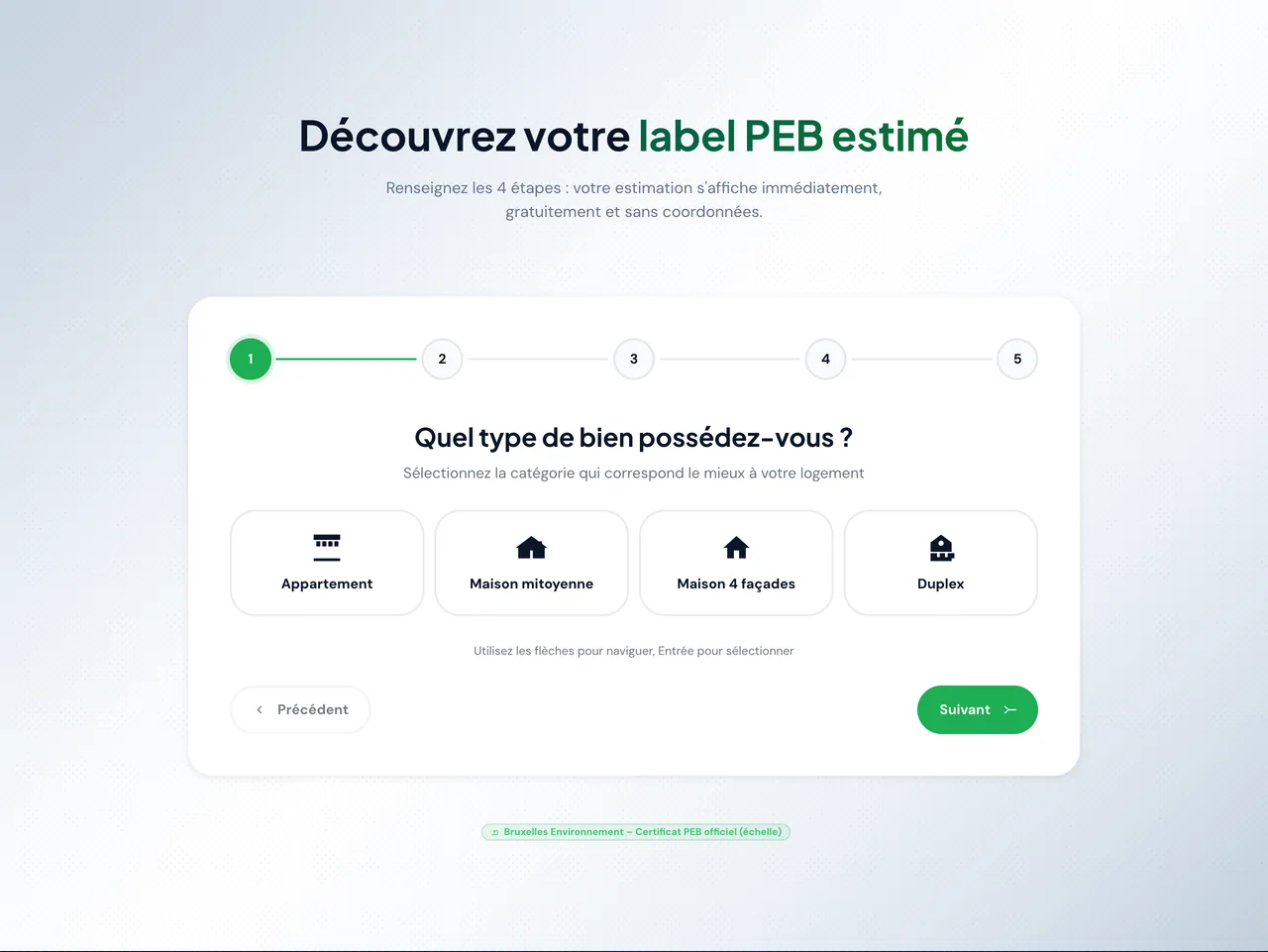 Estimateur de classe PEB : outil interactif créé pour pebify.be